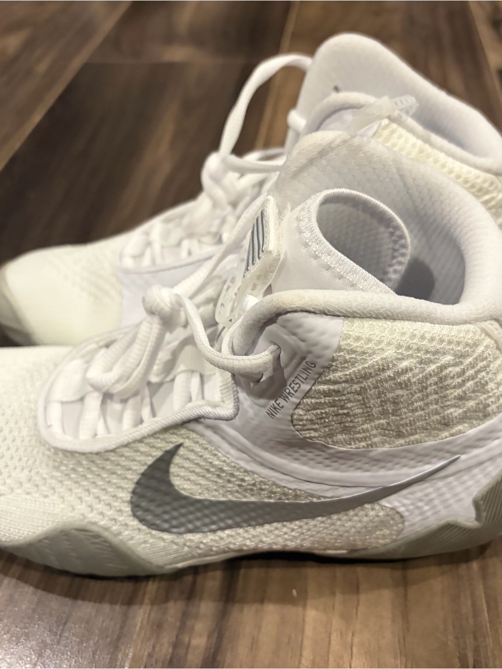 Nike White Tawa Athletic Shoes with Silver Details